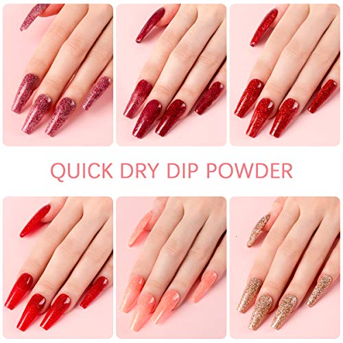 Lavender Violets Fast-Dry Dip-Powder-Nail-Kit 12 Colors Shimmer Red Black Gold Orange 0.5 oz/bot