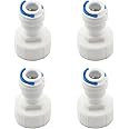 ZYAMY 4pcs Straight NPT Thread Adapter 3/4" FNPT to 3/8" Tube OD Push Fit Quick Connect Plastic RO Fittings Water Purifier Accessories