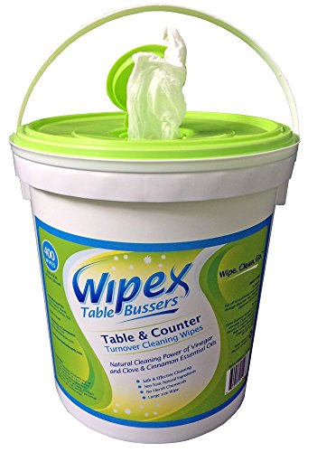 Wipex Table Bussers - Natural Table & Counter Turnover Cleaning Wipes with Vinegar, Propolis, Clove and Cinnamon Oil, 400 Count