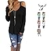 YunJey Womens Cold Open Shoulder Loose Knitted Sweater Top Blouse