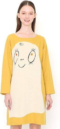 Amazon グラニフ Graniph コラボレーション ジャガード ワンピース ラーバン おばけのラーバン マスタード レディース Lady F G112 おそろいコーデ G112 ワンピース チュニック 通販