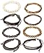 Jstyle 8Pcs Braided Leather Bracelet for Men Women Wooden Beaded Bracelets Wrap Adjustable