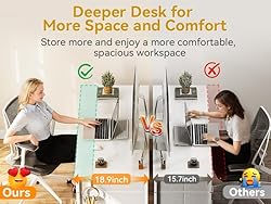 ODK 48 Inch White Computer Desk with 8 Fabric