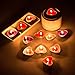 wonsain Heart Shaped Smokeless Tealight Candles, 50 Pack Unscented Tea Lights Romantic Love Candles Bulk for Home Decor, Wedding, Birthday, Party, Halloween, Christmas, Festival (Red)
