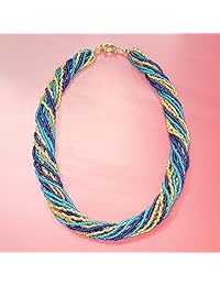 Ross-Simons - Collar de cuentas de cristal de Murano italiano azul y dorado con oro de 18 quilates sobre estrella. 18.0 in.