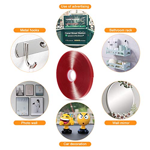 Double Sided Adhesive Tape Heavy Duty JIRVY Heat Resistant High Adhesion Transparent Acrylic Tape, Adhesive Removable Double Sided Mounting Tape, for Home Wall Office Decor ((5mm+10mm) x 10M)
