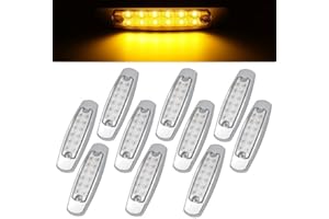 Ledvillage 6.4 Inch Clear Lens Amber LED Side Marker Lights Turn Signal Parking Lamp w/Chrome Housing 12 LED for Trailer Truck UTE Flatbed RV 12V DC BB12 [Pack of 10]