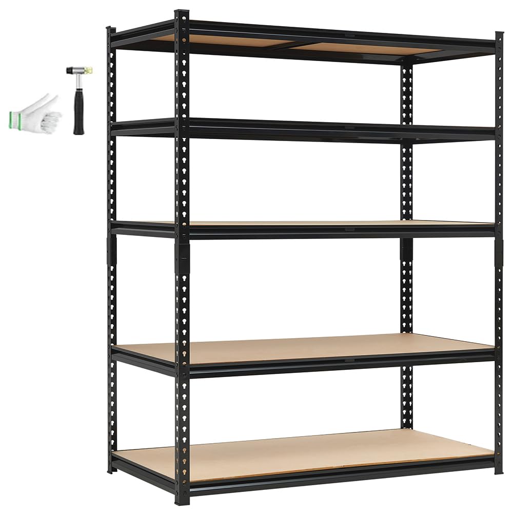 Photo 1 of (FOR PARTS/MISSING) EcoExplorer 5 Tier Adjustable Garage Shelving Units, 3000 Lbs Heavy Duty Metal Utility Rack Shelf, 48" W x 24" D x 72" H Inches Storage Shelves, Freestanding Shelving Units for Shed, Basement