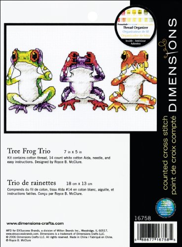 Dimensions Jiffy Treefrog Trio Mini Counted Cross Stitch Kit: 7x5