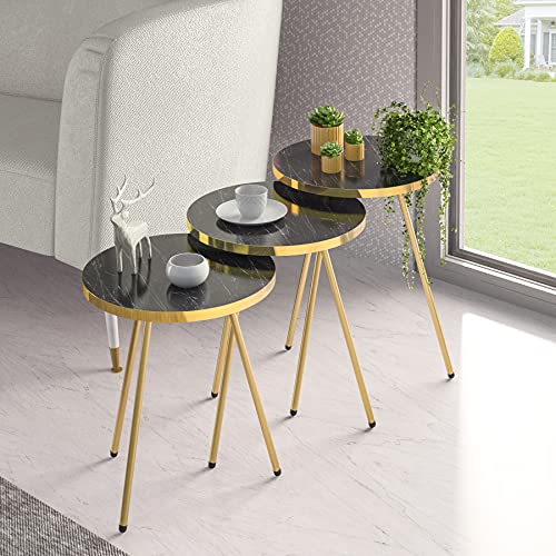 Set of 3 Nesting END Tables Round Stacking Coffee Side Tables for