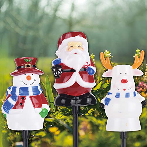 Christmas Pathway Lights Outdoor,Snowman Santa Reindeer Set LED Path Lights Garden Landscape Lights,5V Low Voltage Plug in Waterproof Holiday Decor Lamp for Patio, Yard, Lawn