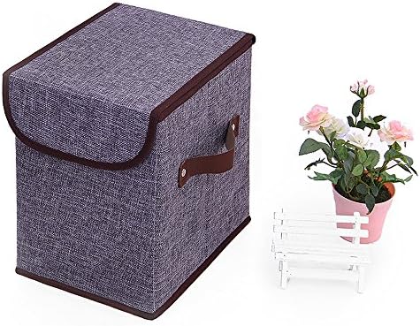 Foldable Fabric Cloth Storage Box Cube Bins Organizer with Lids (GREY)