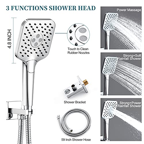 HIMK Shower System,10 Inches Rain Shower Head with 3Setting Handheld