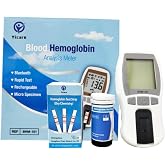 Hemoglobin Meter Hemoglobin Analyzer Kit Home Hemoglobin Test Meter Hemoglobin Test Kit + 25 Strips + 25 Tubes + 25Lancets
