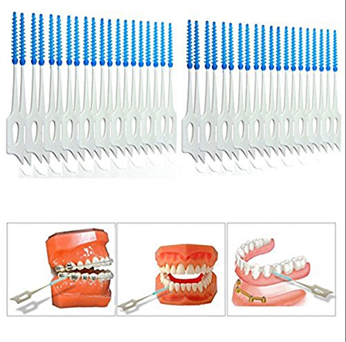 Soft Gum Picks, 40pcs Silicone Double-ended Disposable Tooth Picks, Advanced Wider Space Elastic Massage Gums (one packet)