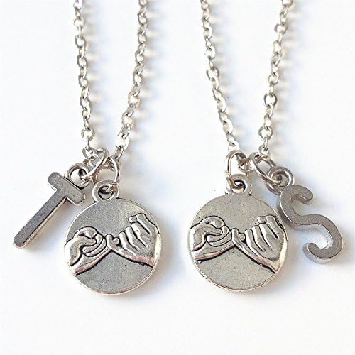 pinky promise necklace,initial letter necklace,bff necklace,boyfriend girlfriend necklace,husband and wife gifts
