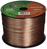 500ft 18 Gauge Speaker Wire - Copper Cable in Spool for Connecting Audio Stereo to Amplifier, Surround Sound System, TV Home Theater and Car Stereo - Pyramid RSW18500