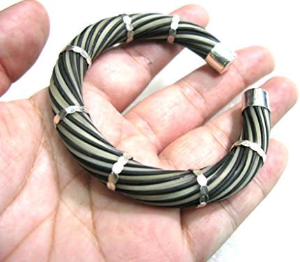 NEW Black/White Hair Elephant Hair Bracelet with 925 Sterling Silver Thai Handmade
