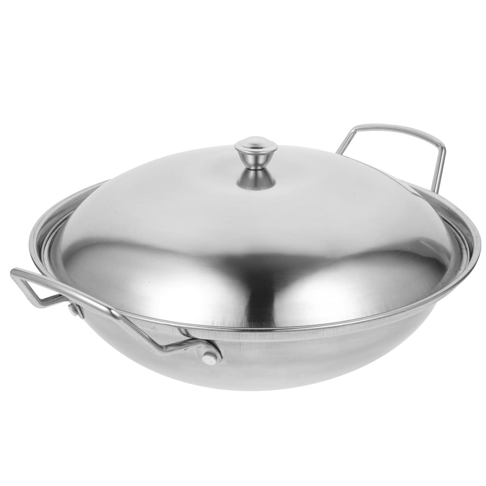 UPKOCH 1 set 9Inch Induction Non stick Hot Pot with Lid Stainless Steel Dry Pot Cooking Pot Household Kitchen Suitable All Hobs Induction Cooktops