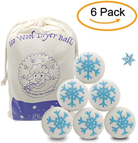 Wool Dryer Balls 6 Pack Organic Eco Superior Quality Reusable Tumble Laundry Drying Balls Natural Fabric Softener &amp; Anti-Static(7cm) by MG MULGORE (blue)