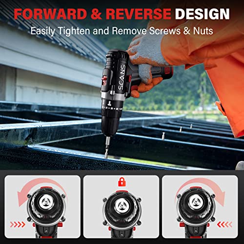 Cordless Drill Driver, 16V Power Drill Driver with Battery/Charger, 18+1+1 Position, 50pcs Accessories, 2 Variable Speeds, 3/8