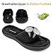 CIOR Fantiny Women's Cozy Memory Foam Spa Thong Flip Flops House Indoor Slippers Plush Gridding Velvet Lining Clog Style-U1MTW017-Black -40-41