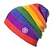 YueLian Unisex Rainbow Striped Outdoor Knit Slouchy Beanie Winter Skully Ski Hat Earflap Cap
