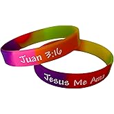 50-Pack Spanish Christian Bracelets – “Jesús Me Ama” / Juan 3:16 Silicone Wristbands