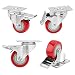 3" Caster Wheels, PRITEK Heavy Duty Plate Casters with 360&deg; Swivel and Lockable Top Plate No Noise Rubber Base Ball Fit for Furniture Industrial Table Cabinet Shelves (bearing 200lb each, set of 4)