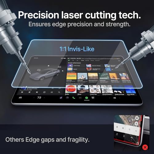 CYBERBEANS 16 inch + 8 inch screen protector for Tesla Model y Juniper 2026 | Tempered Glass Accessories Anti-Fingerprint, Bubble-Free, 9H Hardness, With Installation Kit