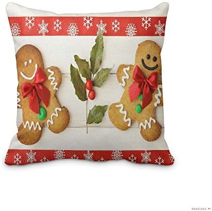 Festival Ornaments Pillow Case Holiday Christmas Cookie Holy Gingerbread Cushion Cover 18x18inch