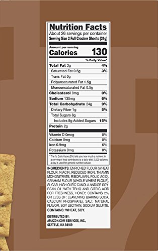 Amazon Brand - Solimo Honey Graham Crackers with Real Honey, 28.8 Ounce