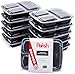 Paksh Novelty Meal Prep Lunch Containers with Super Easy Open Lids - BPA-Free, Reusable, Microwavable - Bento Box Food Containers for Portion Control, and Leftovers (10 Pack) (3 Compartment)
