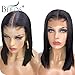 BEEOS 9A 13x6 Short Bob Lace Front Human Hair Wigs, 150% Density Pre Plucked and Bleached Knots Natural Hairline Brazilian Virgin Bob Wig Middle Part (12 inch)