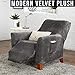 Velvet Plush Stretch Recliner Slipcover. Velvet Recliner Furniture Protector, Soft Anti-Slip, High Stretch (Recliner, Wild Dove Grey)