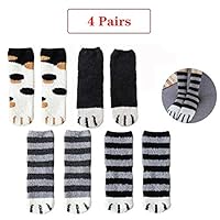 Yimeezuyu 4 Pairs Women Socks Fuzzy Cozy Slipper Socks Winter Sleeping Socks