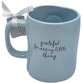 Rae Dunn Grateful for every little thing Ceramic coffee mug. Doublesided flower detail