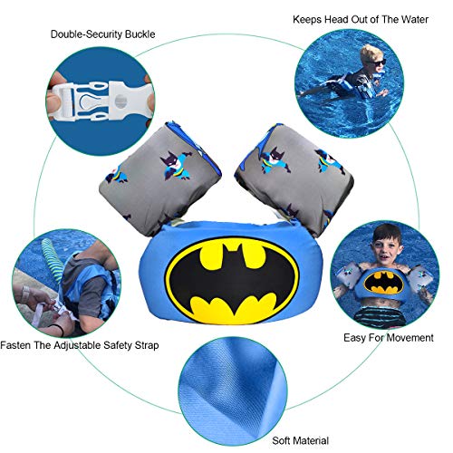 CONHENCI Toddler Floaties for Kids Swim Baby Life Jacket 30-55 lbs (Batman) - Thumbnail 2
