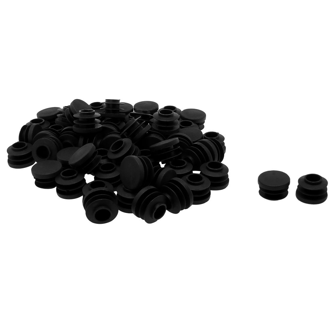 sourcingmap 3/4" 20mm OD Plastic Round Tube Ribbed Inserts End Cover Caps 60pcs, 0.67"-0.75" Inner Dia, Floor Furniture Chair Cabinet Protector