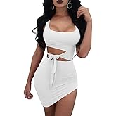 GOBLES Womens Sexy Bodycon Cut Out Sleeveless Outfit Mini Club Tank Dress