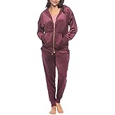 Felina Women's 2 Piece Velour Track Suit, Hoodie and Jogger Lounge Set (US, Alpha, Small, Regular, Regular, Fig (Purple))