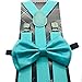 Awesome Teal Mint Blue Wedding Accessories Adjustable Bow Tie & Suspenders