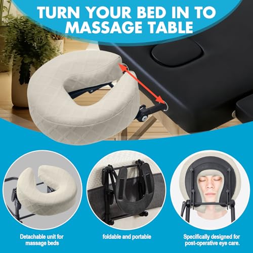 KONOVOLY Memory Foam Massage Headrest for Bed, Adjustable Massage Head Rest Support Base for Bed Undermattress Underlay Portable Support Base, 10.5 x 16 Inches (Light Yellow)