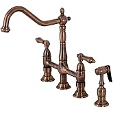 Kingston Brass KS127ALBSAC Heritage Bridge Kitchen Faucet, Antique Copper, 13.88 x 8.56 x 13.13