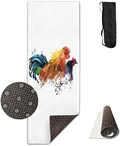 Fitness All Over Printed Yoga Mat JOYLIAN Art Design Illustration Ink Colorful Two Chicken Hen Non Slip Eco-friendly Anti-Tear Floor Pilates 180x61cm