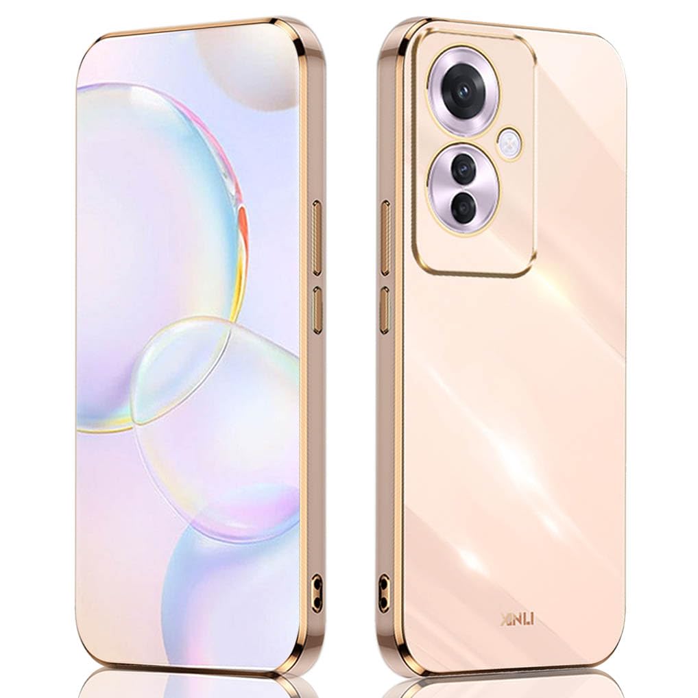 SEAHAI Case for OPPO Reno 11F 5G (Reno11 F 5G), Ultra Thin Premium TPU Bumper Shockproof Soft Cover Electroplating Phnom Penh Design Silicone Skin Slim Case, Pink