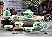 XDOBO High End Celadon Tea Set Hand-painted Kung Fu Tea Set Chinese Traditional Celadon Kiln Ceramics Teapot Vintage China Style Porcelain Handmade Kung Fu Tea Set – Set of 8 (Landscape)
