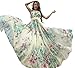 MedeShe Women's Chiffon Floral Holiday Beach Bridesmaid Maxi Dress Sundress (US Size 6-14; Length-135cm, Watery Green Floral)