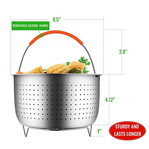 Cooker Steamer Basket for 6 or 8 Quart Instant Pot Pressure Cooker for Egg, Meat, Vegatables, Kitchen Accessory (silver) - Thumbnail 2