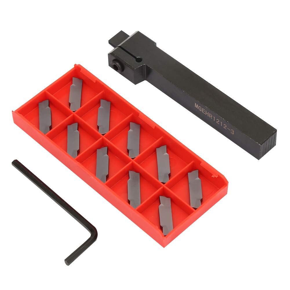 MGEHR1212-3 Lathe Parting Tool Cut Off Tool Parting Tool Lathe Cut-Off Grooving Parting Tool Holder with 10pcs Inserts